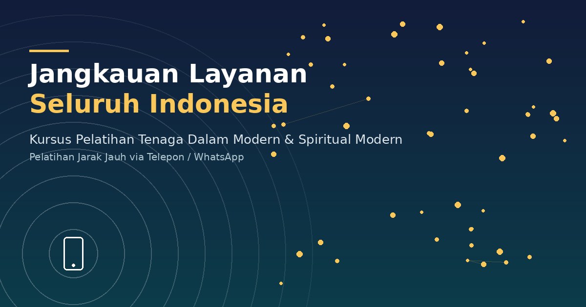 Jangkauan layanan kursus pelatihan tenaga dalam dan spiritual modern seluruh Indonesia via pelatihan jarak jauh telepon WhatsApp