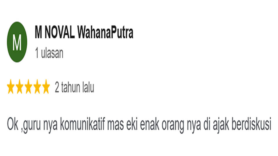 Review bintang 5 dari M Noval WahanaPutra untuk Kursus Ilmu Tenaga Dalam Modern dan Spiritual Modern di Jakarta Timur